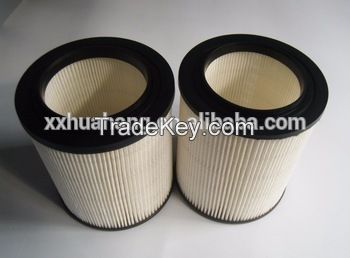 Washable pleated polyester cylinder dust collection air filter cartridge