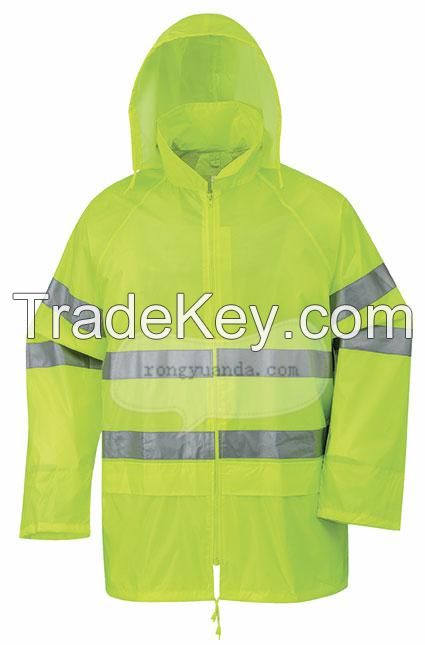 Cheap Polyester/PVC Hi-vis Rain Suit