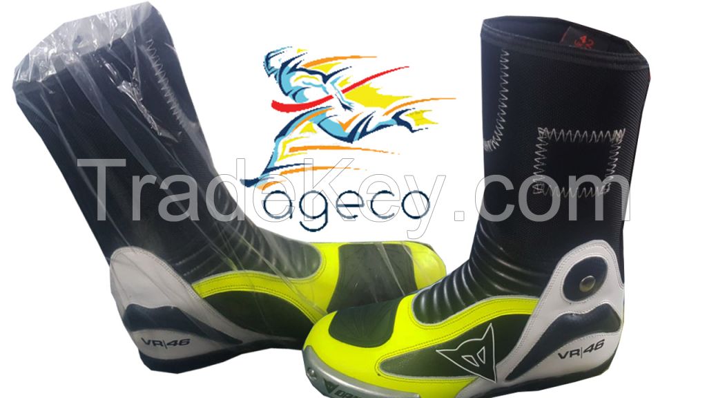 VR 46 MOTORBIKE MOTORCYCLE RACING MOTOGP LEATHER BOOTS / SHOES