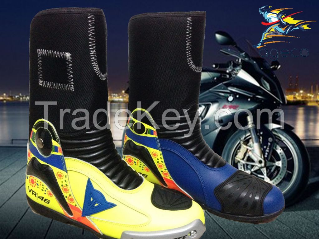 Vr46 Motorbike Leather Shoes Motorcycle Racing Leather Boots