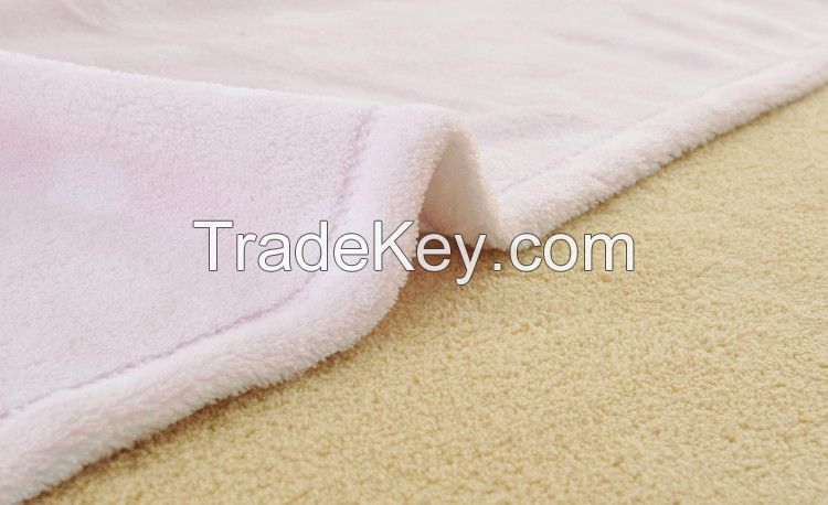 Embroidered coral fleece baby blanket