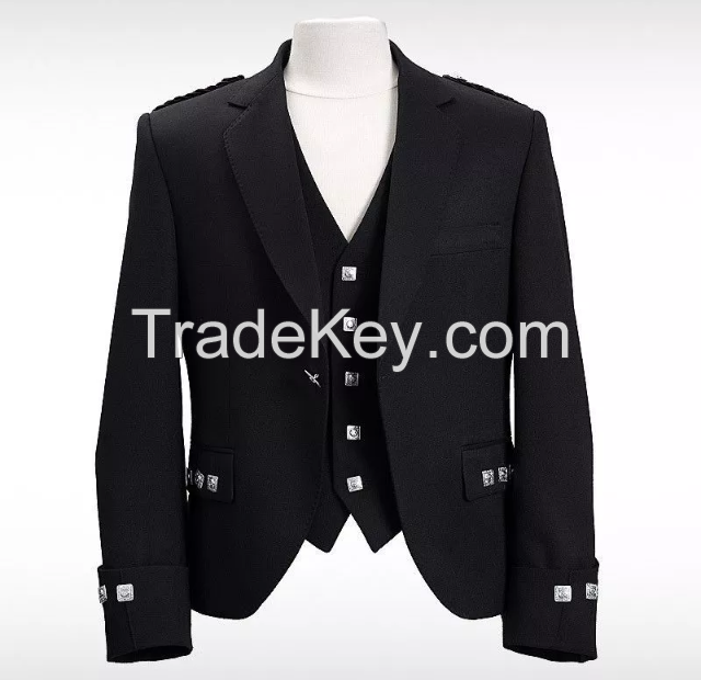 New Handmade Argyle/Argyll Jacket & Vest/Waistcoat, Kilt Jacket
