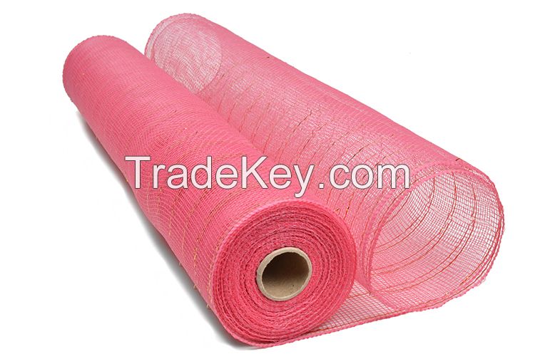 21inch*10yard coral poly strip wholesale deco mesh ribbon for 20G29