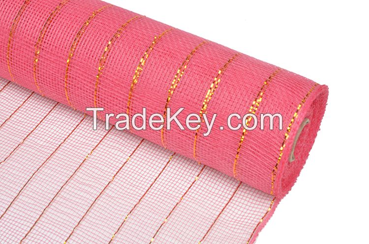 21inch*10yard coral poly strip wholesale deco mesh ribbon for 20G29