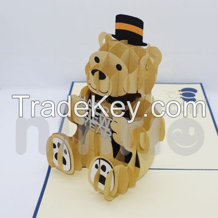 Bear happy new year 3d pop-up card