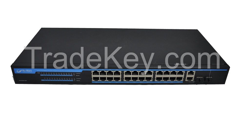 24 100M+2Combo 1000M uplink port unmanaged PoE Switch