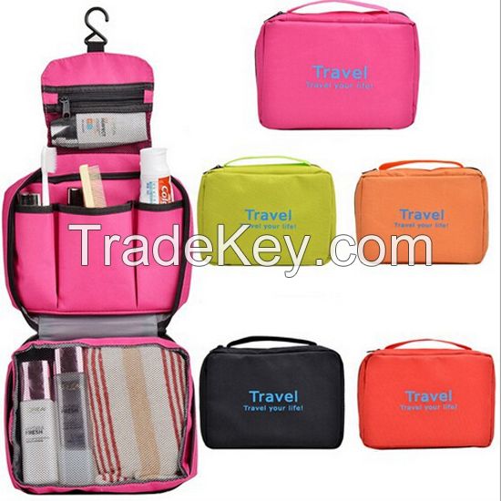 Oxford Hanging Foldable Women Travel Toiletry Bag Case