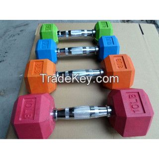 Ct color rubber coated hex dumbbells