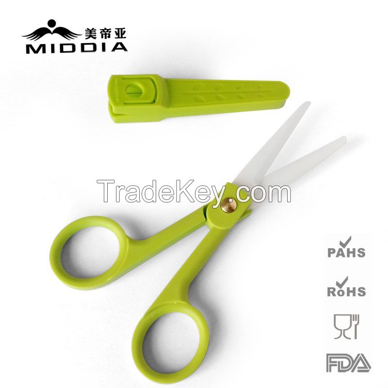 2&quot;ceramic baby food scissors with sheath