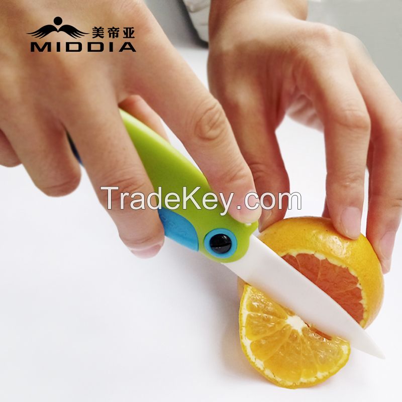 Ceramic Fruit Folding Knife with Cute Parrot Design Good Factory Price