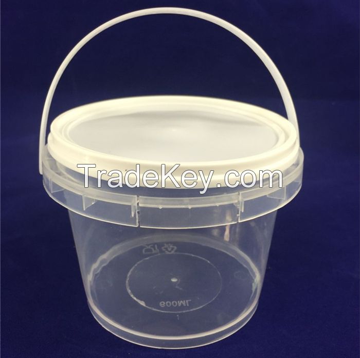 Wholesale Food Grade Clear Round 500ml Plastic Bucket