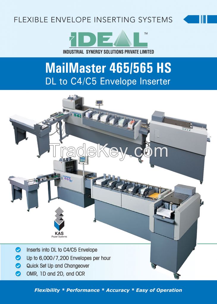 kas mailmaster465/565 hs envelope inserting machine