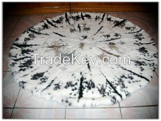 Natural Mixed Color Chinese Rabbit Circular Fur Rugs From Leoskin Furs