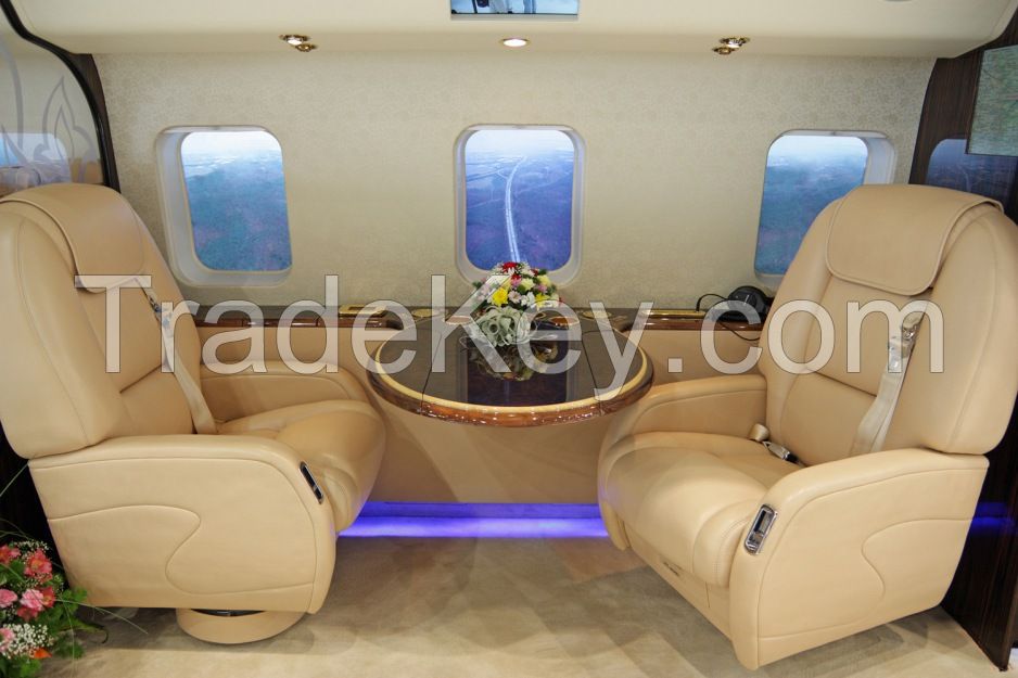 Leather seat covers and wall paneling for aircrafts