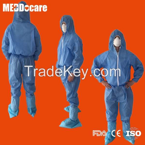 Disposable boiler suit protective nonwoven SMS PP white work coverall