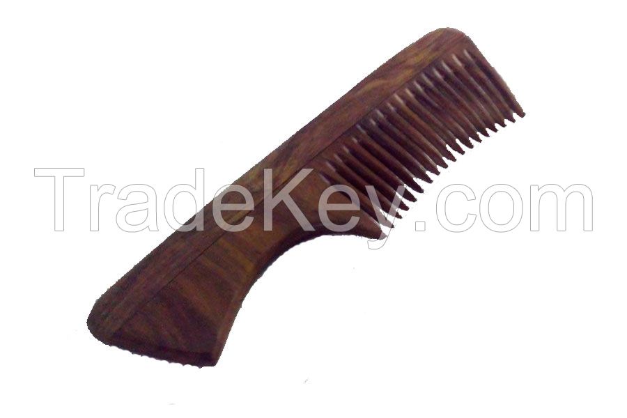 Wooden Comb (Rose - Handle) 7"