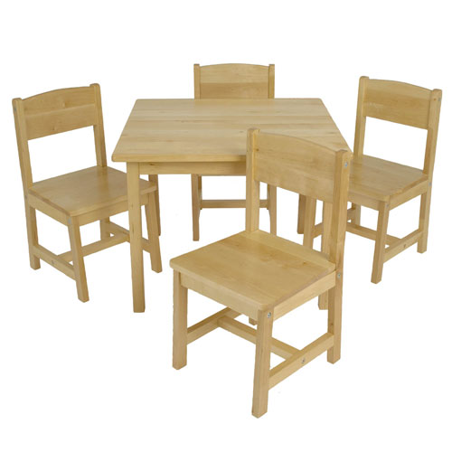 wood children table and chair