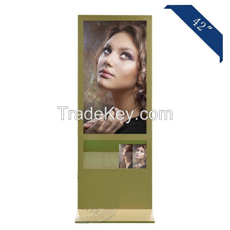 43 Inch Gold Advertising Display with magazine Rack