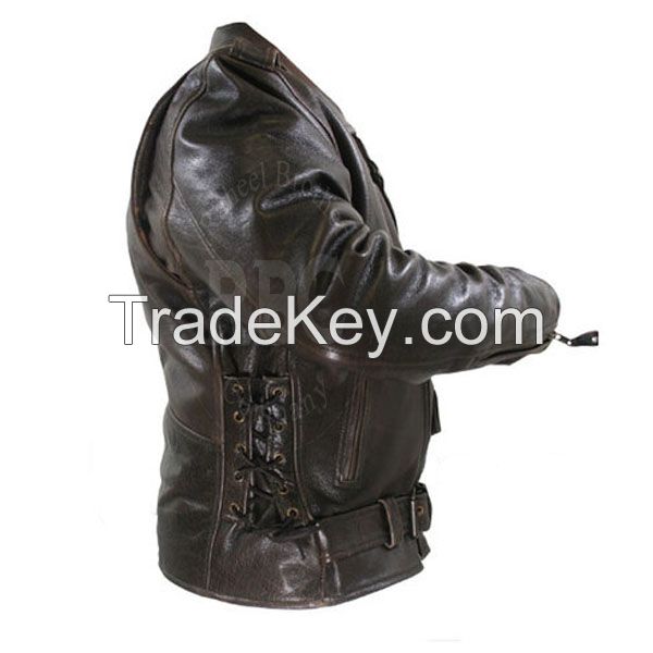 Cowhide Leather jacket high quality leather motorbike jacket