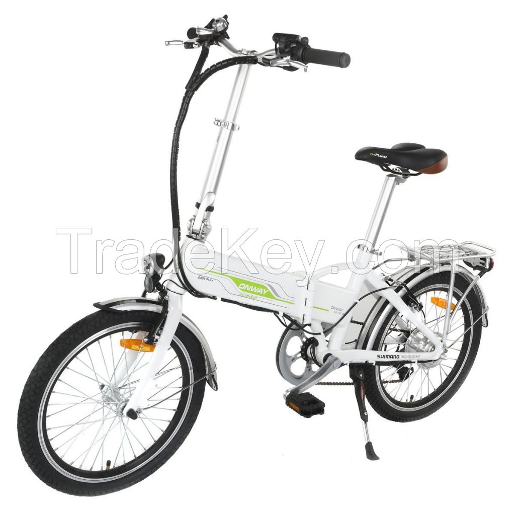 Onway 20 Inch 6 Speed Folding Electric Bicycle, Built-in Lithium Battery, 250W Rear Wheel Brushless Motor