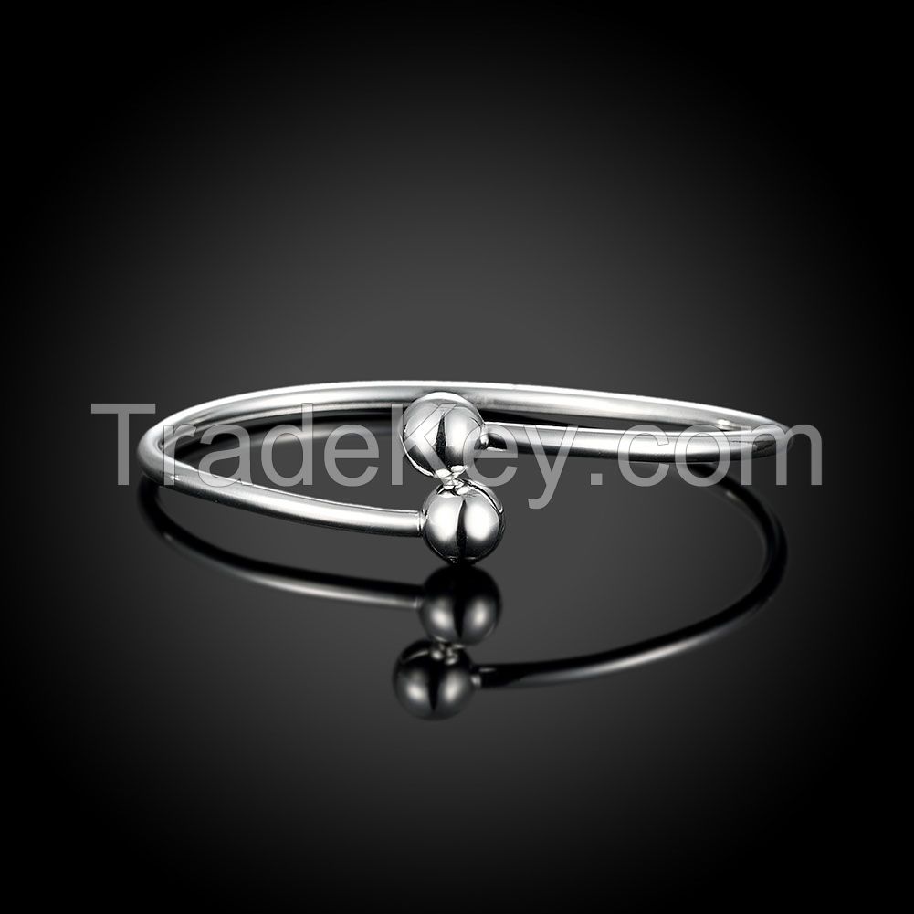 Fashion Round 925 Sterling Silver Women Simple Bangle Designs