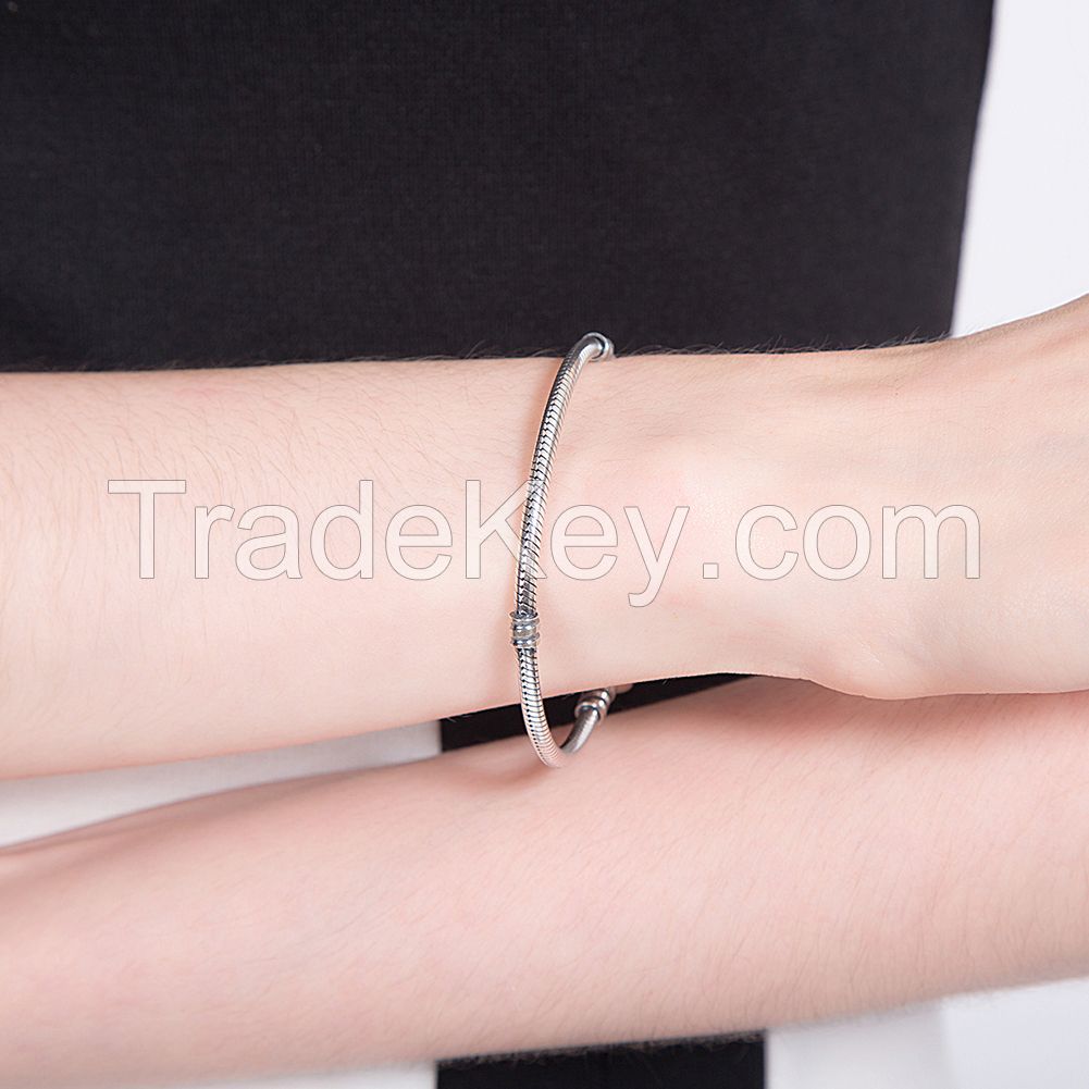 17-20cm Antique Finish Round Snake Chain 925 Sterling Silver Diy Bracelets For Women