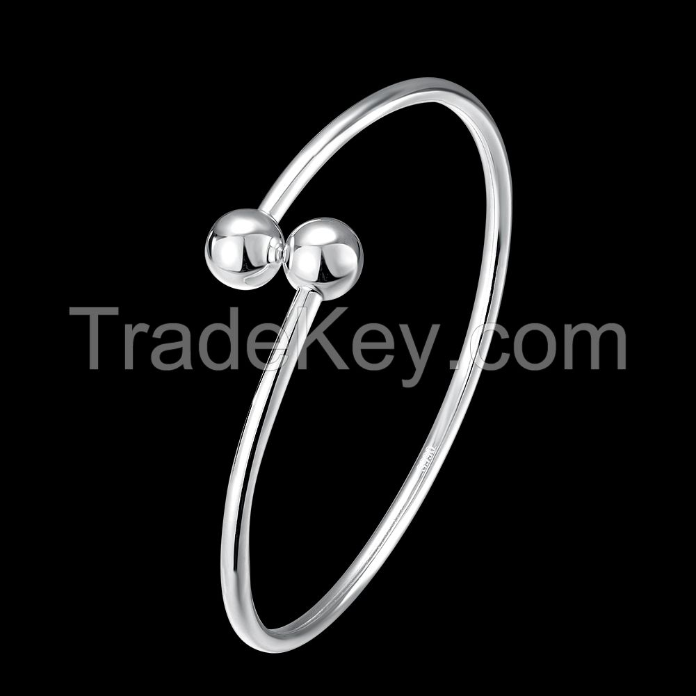 fashion round 925 sterling silver women simple bangle designs