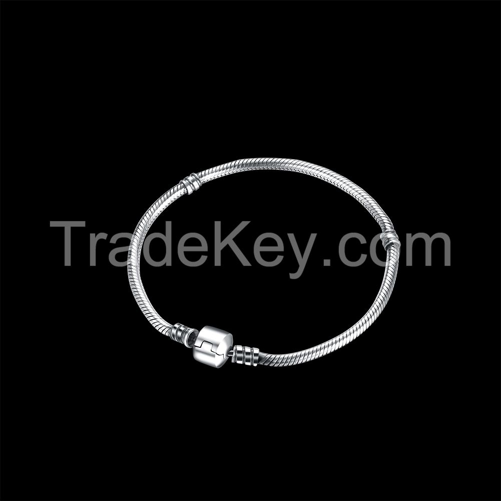 17-20cm Antique finish round snake chain 925 sterling silver DIY bracelets for women