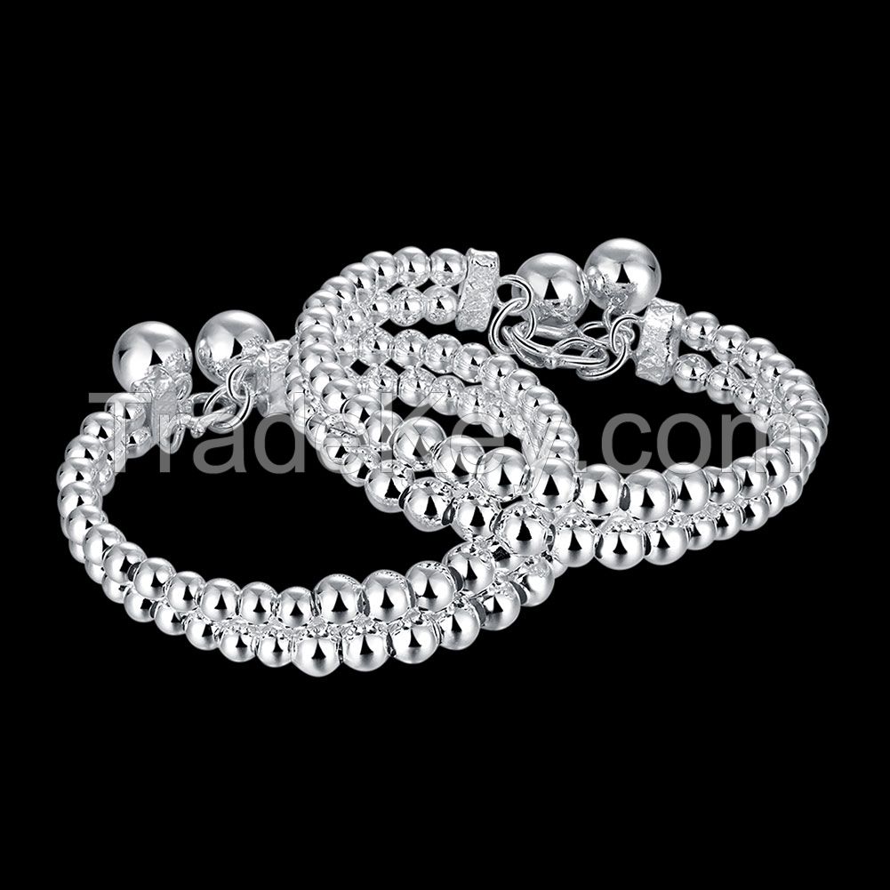 wholesale classic 990 sterling silver unisex men and women jewelry custom bead bracelets