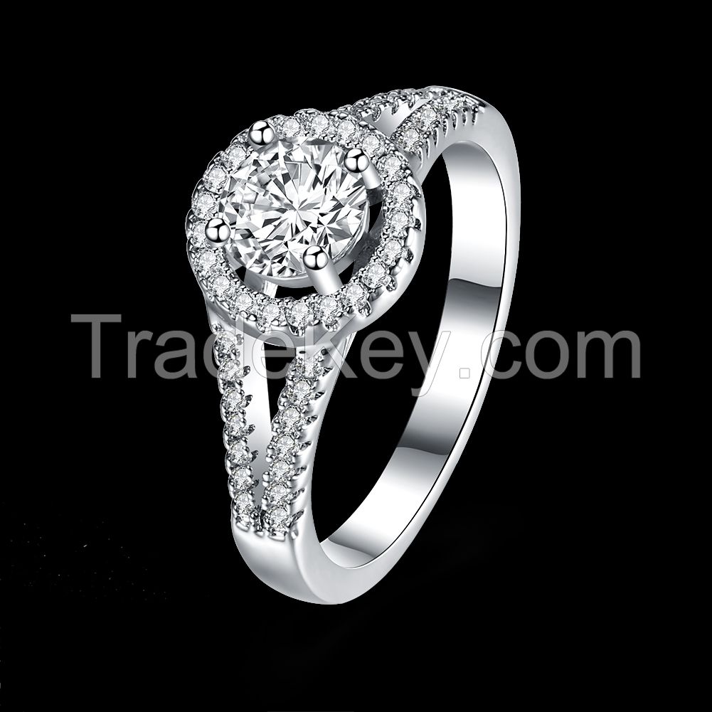 low MOQ s925 sterling siver round zirconia stone women's jewelry diamond wedding rings