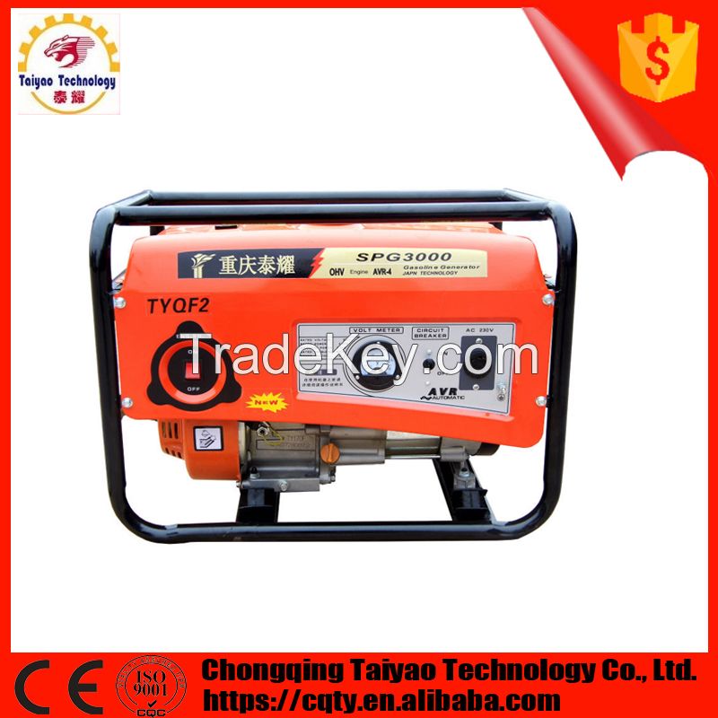 Portable 168F powered 2kw manual starting gasoline generator