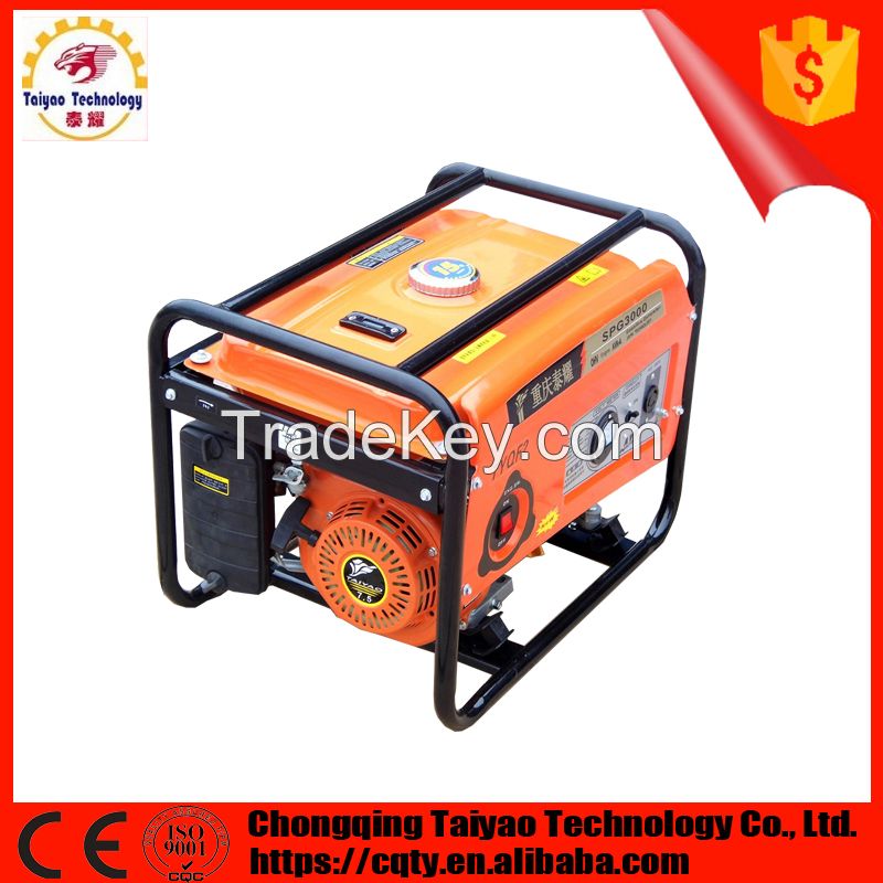 Portable 168F powered 2kw manual starting gasoline generator 