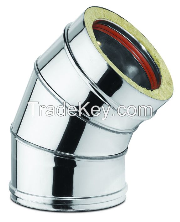 Chimney Flue Pipe, Elbow - Double Wall Stainless Steel AISI 304/316L