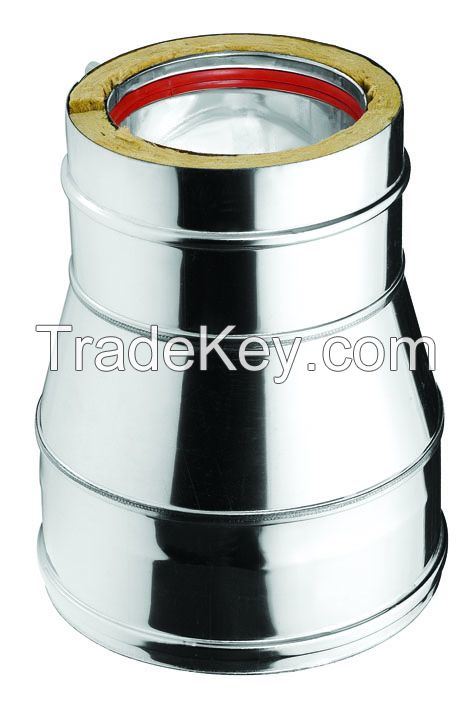 Chimney Flue Pipe, Reducer - Double Wall Stainless Steel AISI 304/316L