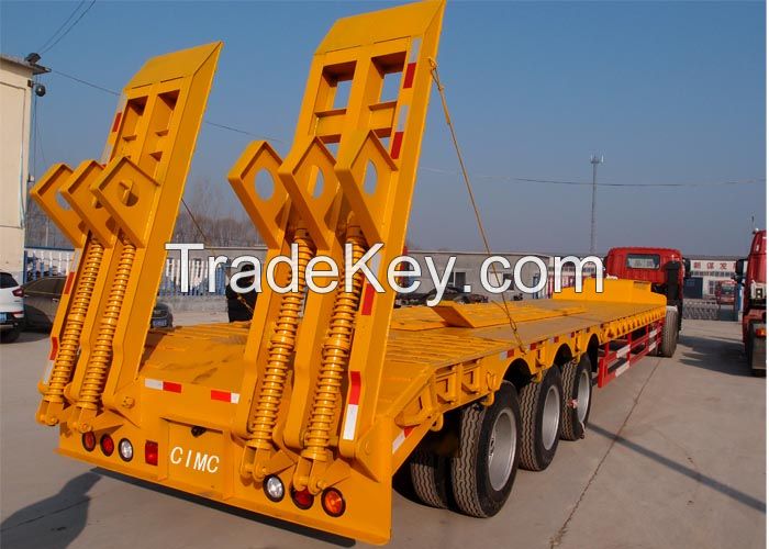 CIMC 60 t hydraulic low bed trailer excavator transport semi trailer dimension of 16m 3 axles