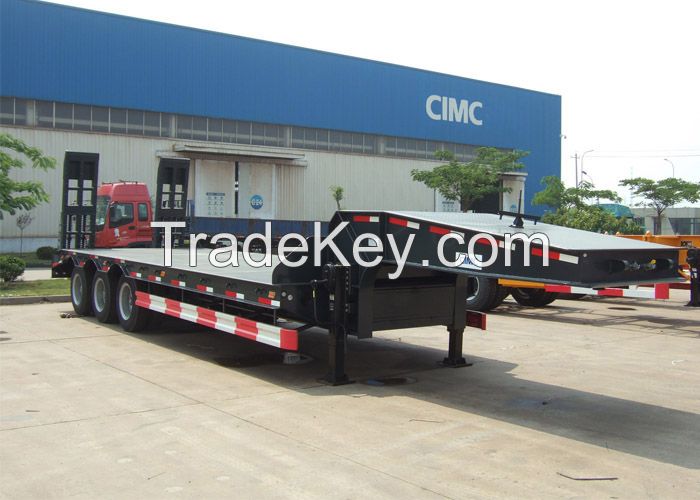 CIMC 60 t hydraulic low bed trailer excavator transport semi trailer dimension of 16m 3 axles