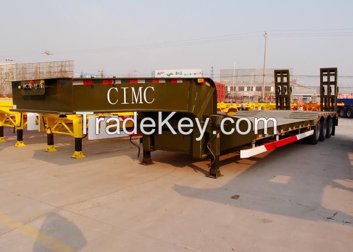 CIMC 60 t hydraulic low bed trailer excavator transport semi trailer dimension of 16m 3 axles