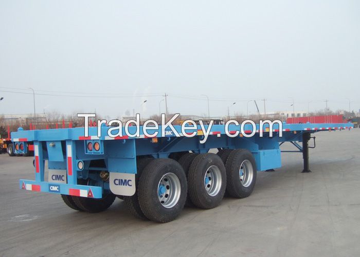CIMC 20 ft flatbed trailer with iron stake 40 ft high bed semi trailer for container transportation