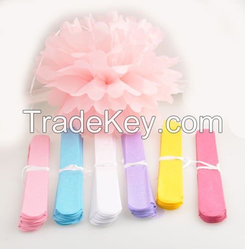 White and Pink Assorted Tissue Paper POM Poms for Home Party Decoration