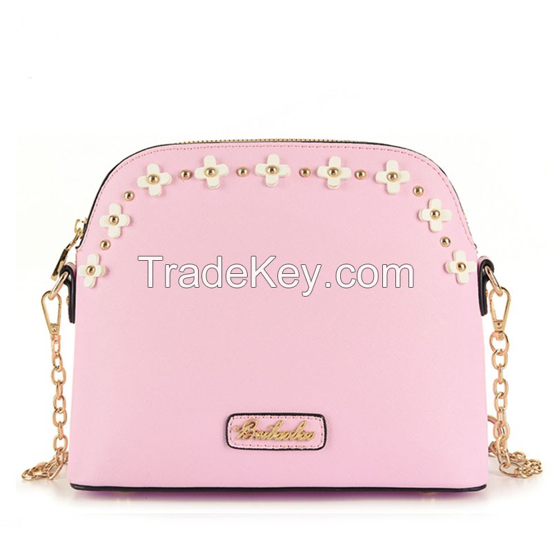 2017 spring new Korea fashion shell bag chain bag shoulder bag cross body bag with rivets flower for girls and ladies