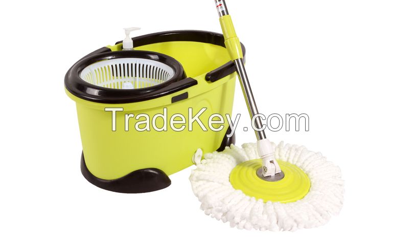 Microfiber Spining Magic Spin Mop W/bucket 2 Heads Rotating 360Â° Easy Floor Mop