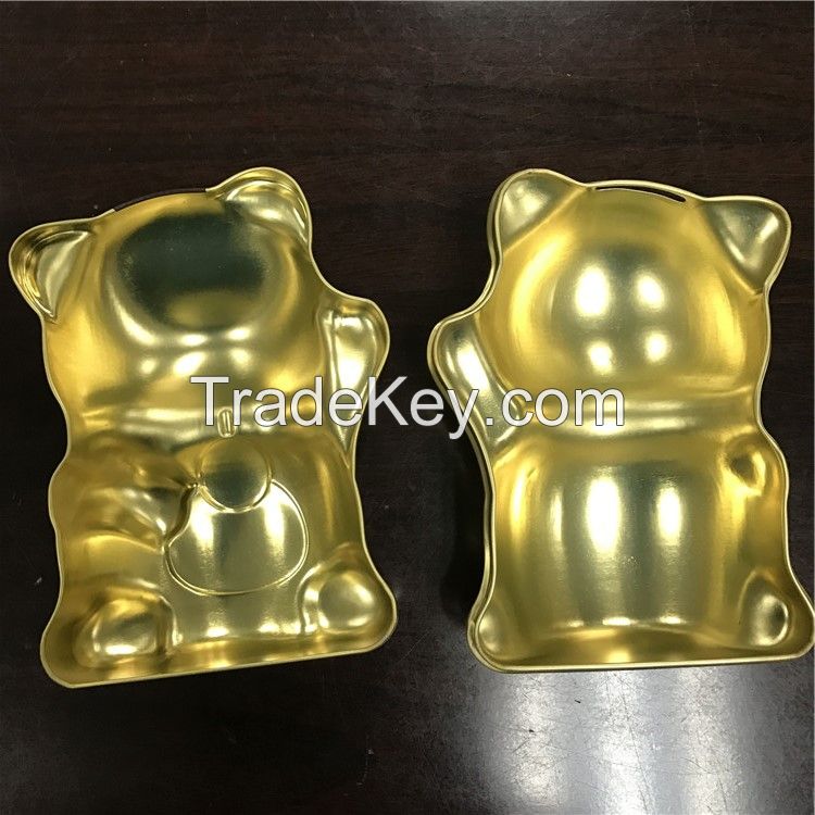 Gold Cat Shape Custom Candy Chocolate Metal Tin Packaging Box Cans