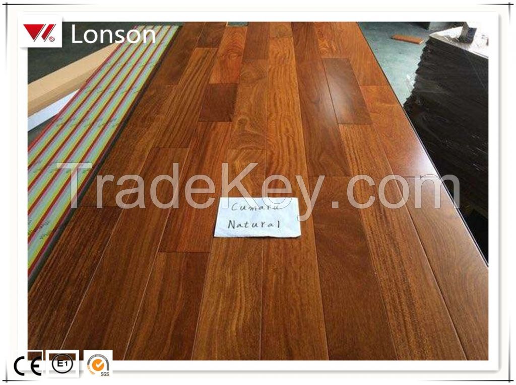 Solid cumaru wood parquet flooring