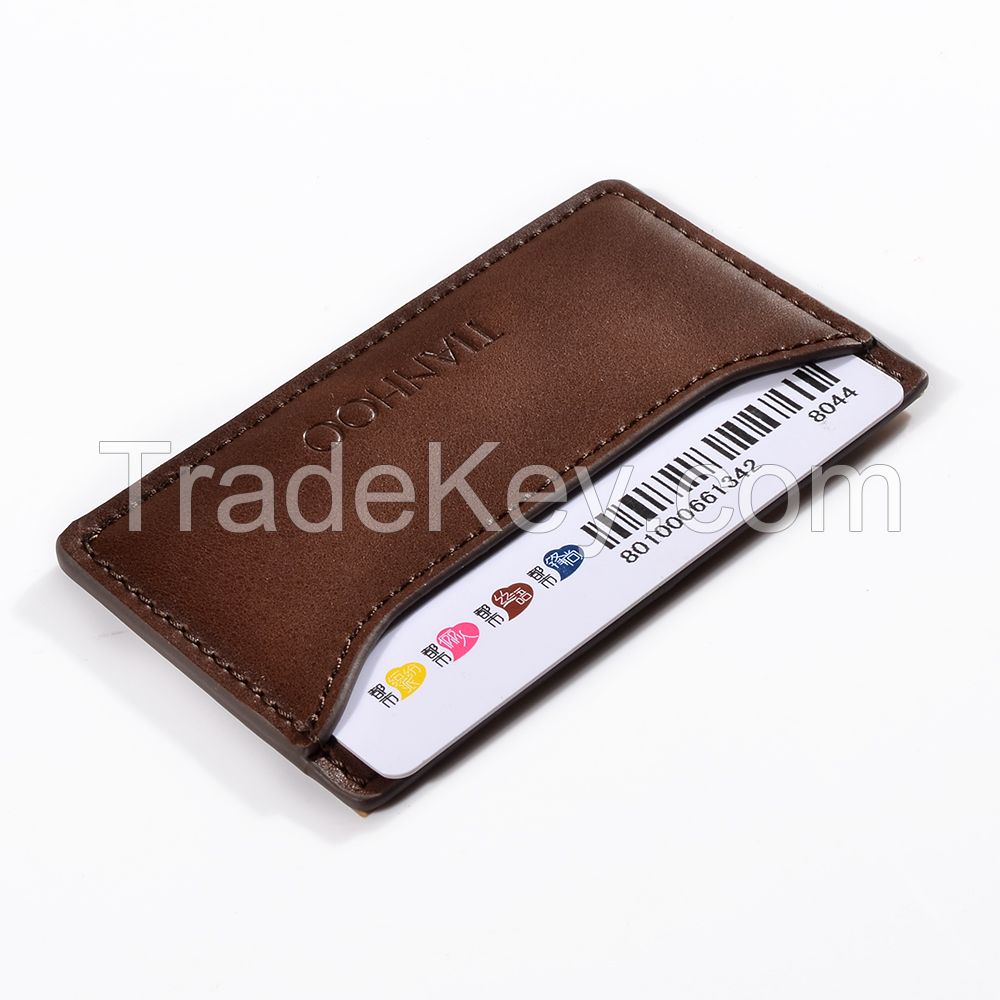 Retro Italian Vegetable Tanned Leather money wallet Money Clip Card Ho