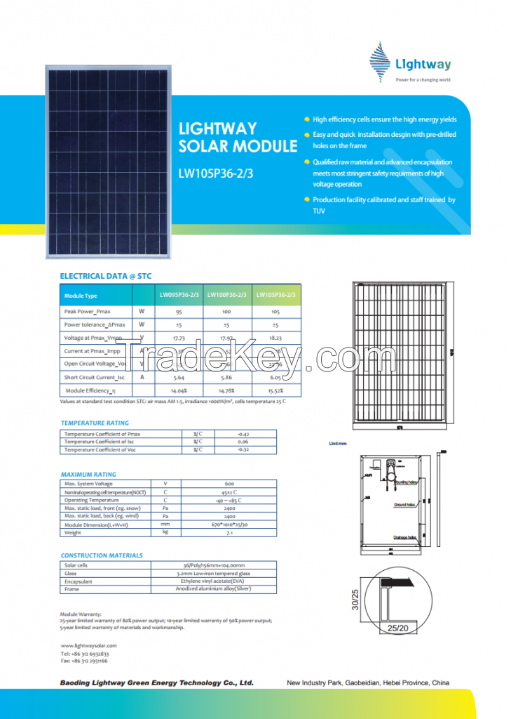 Solar module 40W-190W good quality with attractive price