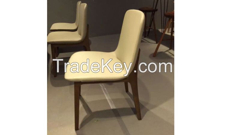 Poliform seam item dining room furniture solid ash wood chair real leather dining chair OEM factory