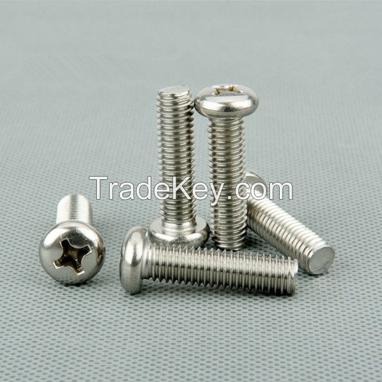 304 stainless steel gb GB818 pan head screw cross round head machine s