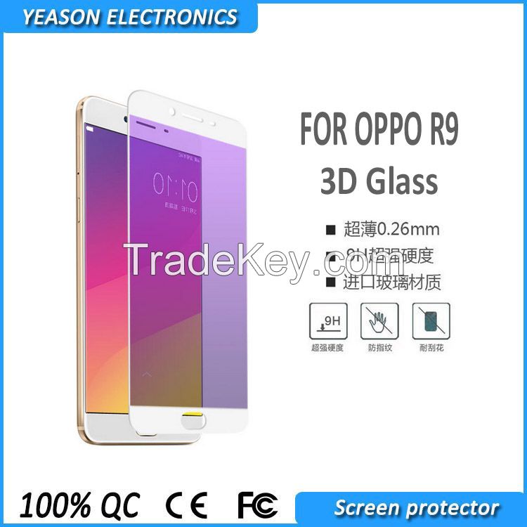 3D tempered glass screen protectors for oppo r9