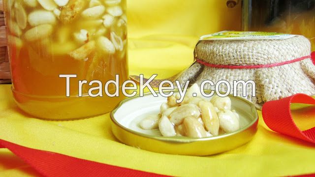 Honey with Almond Nuts Organic 100% Pure Raw Bee Handmade Natural Eco Jar Diet