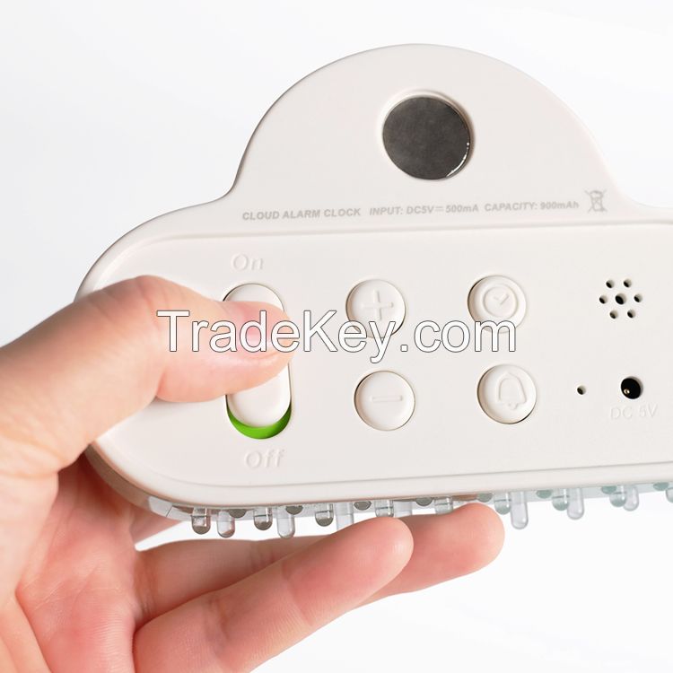 Original Design Cloud Alarm Clock,Digital Geometric Mint Voice-activated LED Wall Clock, rechargeable Cloud Alarm Clock